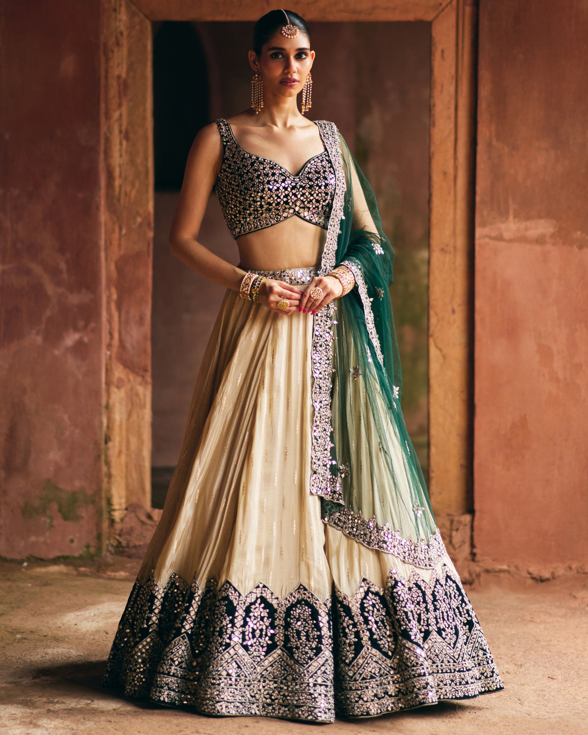 Hasna Gold Tissue Lehenga Set