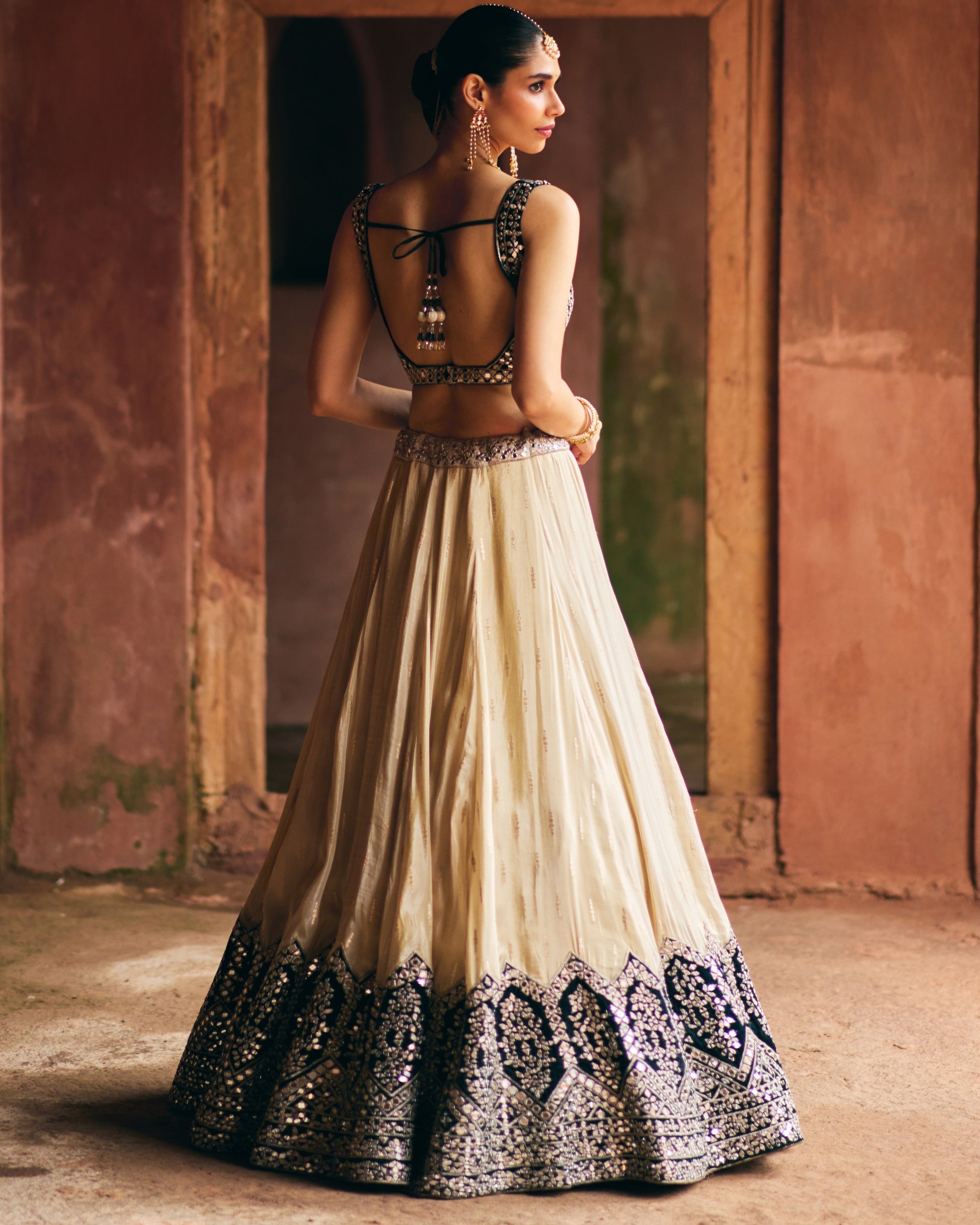 Hasna Gold Tissue Lehenga Set
