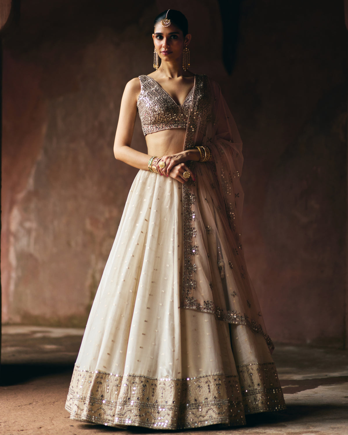 Sakeena Gold Tissue Lehenga Set