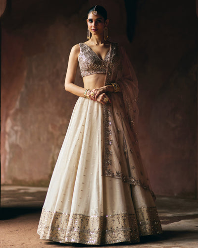 Sakeena Gold Tissue Lehenga Set