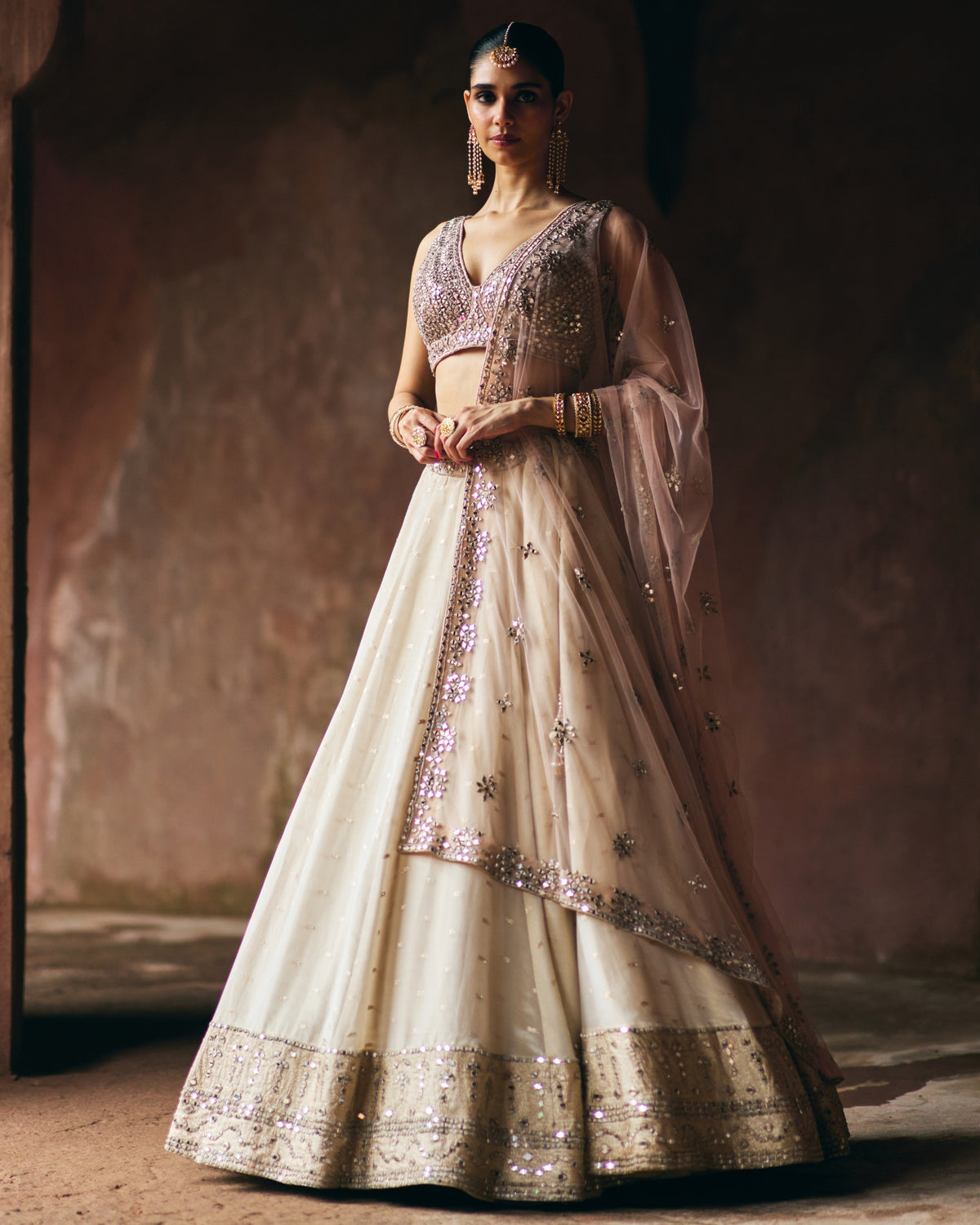 Sakeena Gold Tissue Lehenga Set