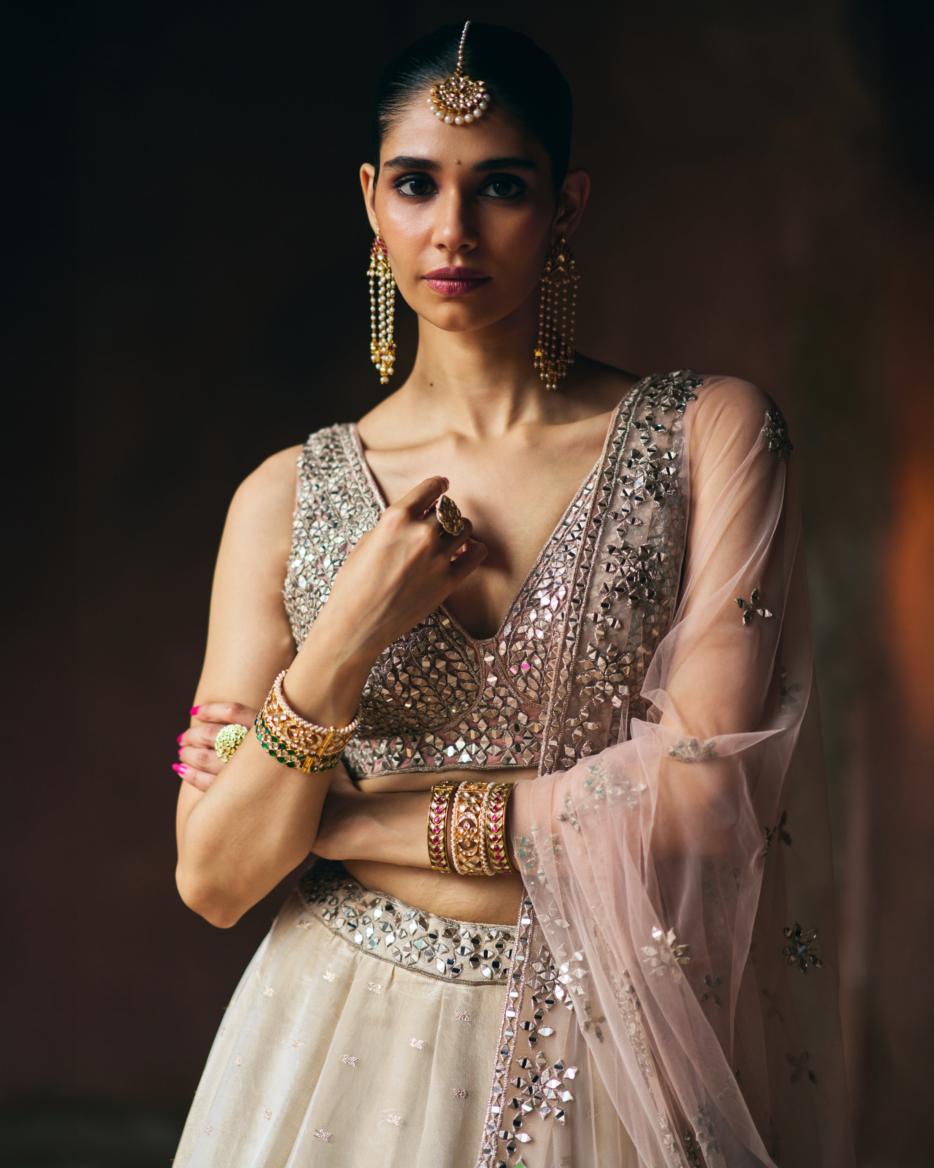 Sakeena Gold Tissue Lehenga Set