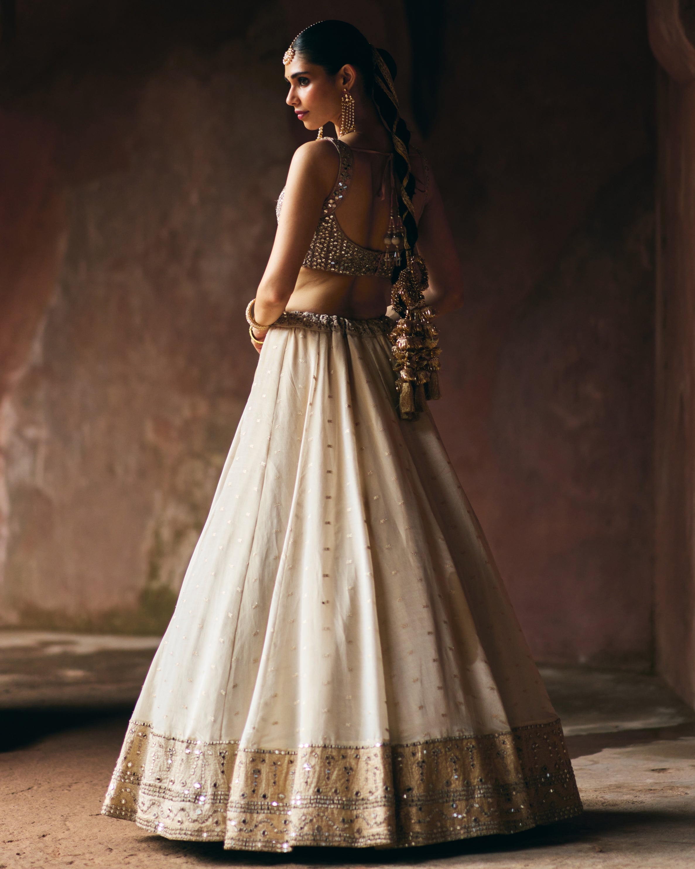 Sakeena Gold Tissue Lehenga Set