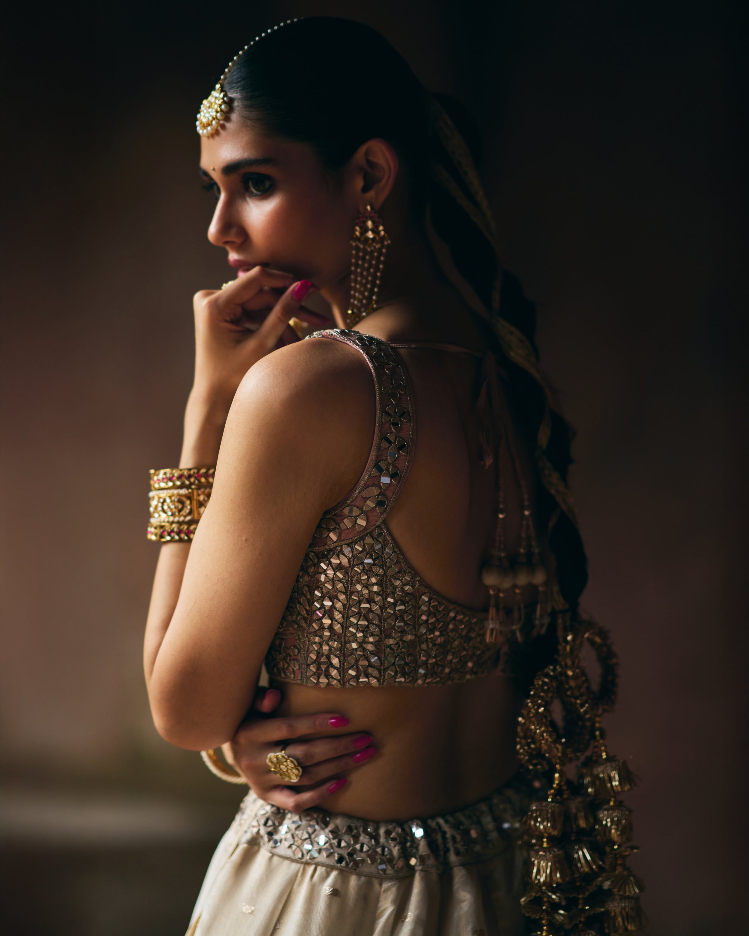 Sakeena Gold Tissue Lehenga Set