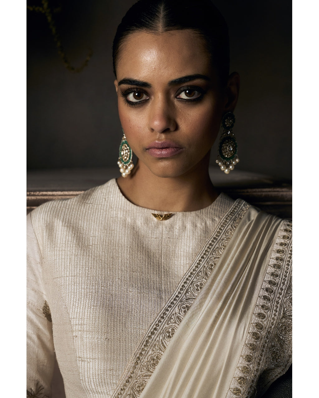 The Royal Montmartre Ekru Silk Sari Set