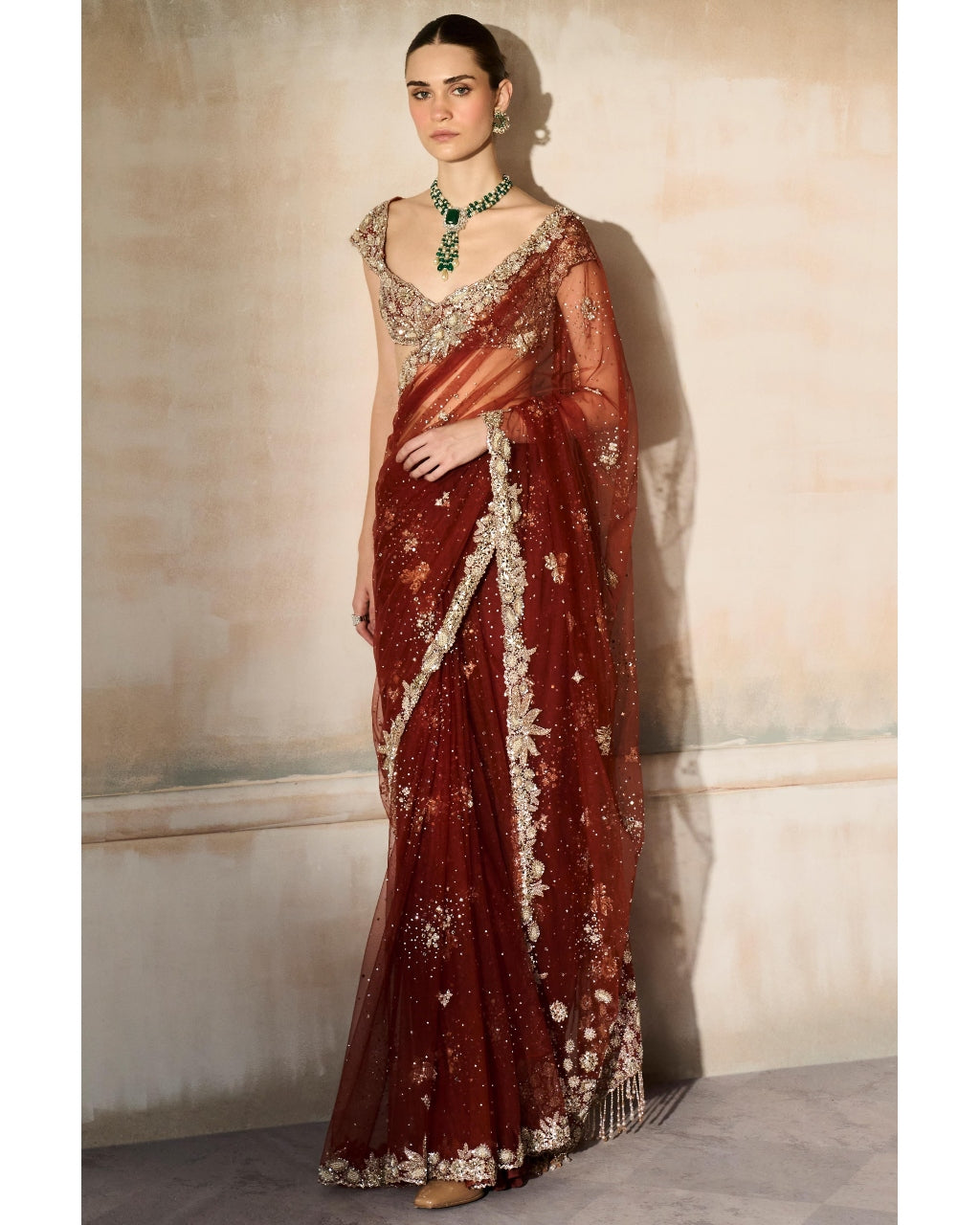 The Mashaal Tangerine Sari Set