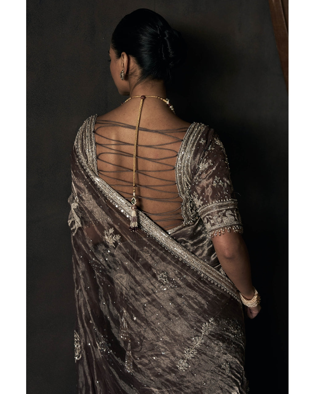 The Masai Landscape British Grey Tissue Sari