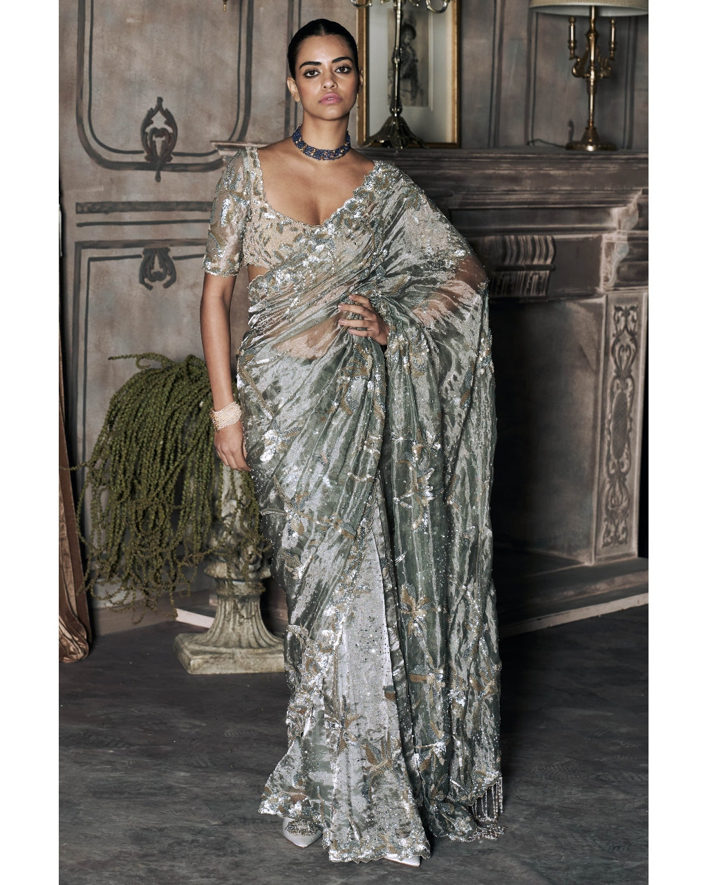 The Royal Savannah Jamshedpur Grey Sari