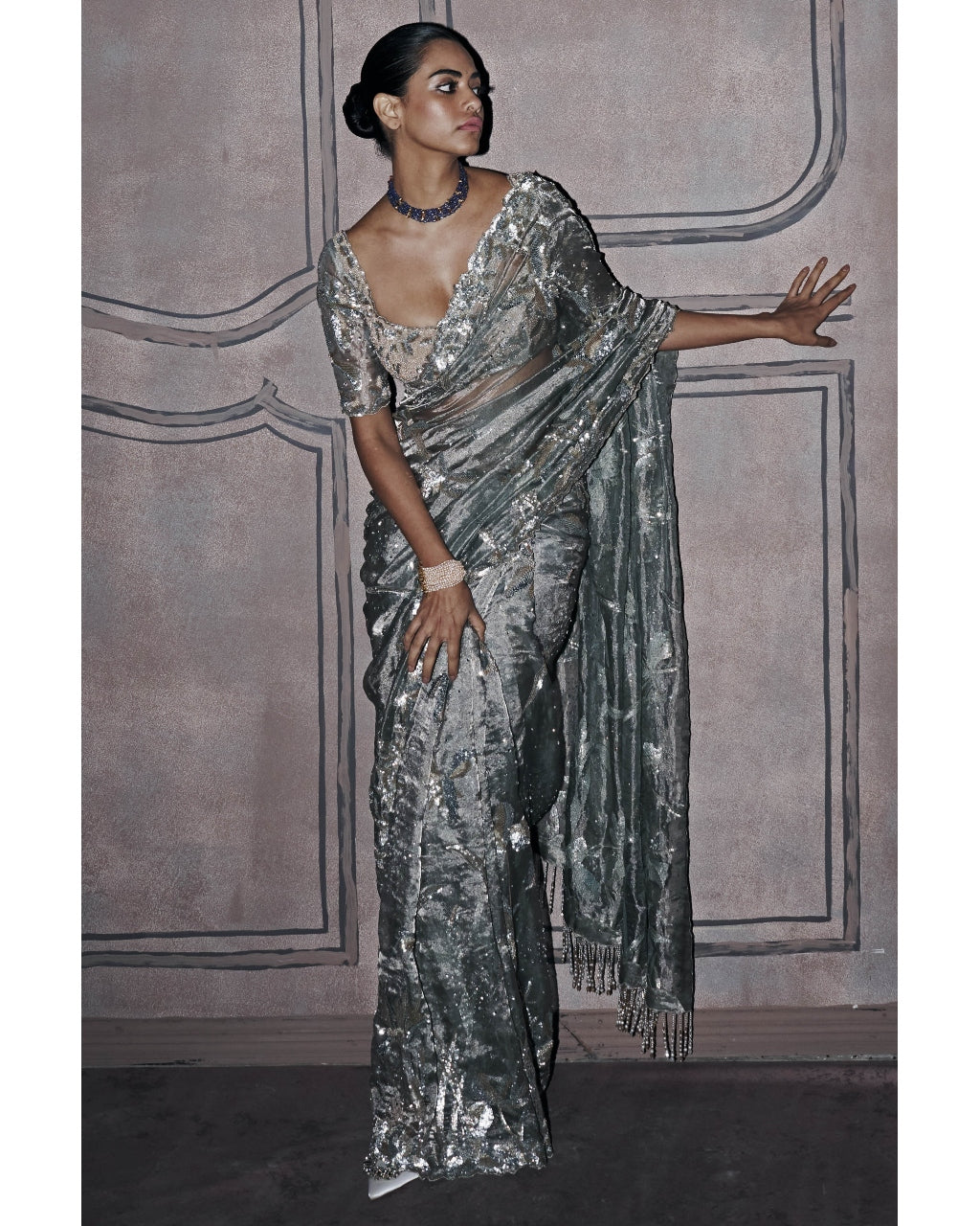 The Royal Savannah Jamshedpur Grey Sari