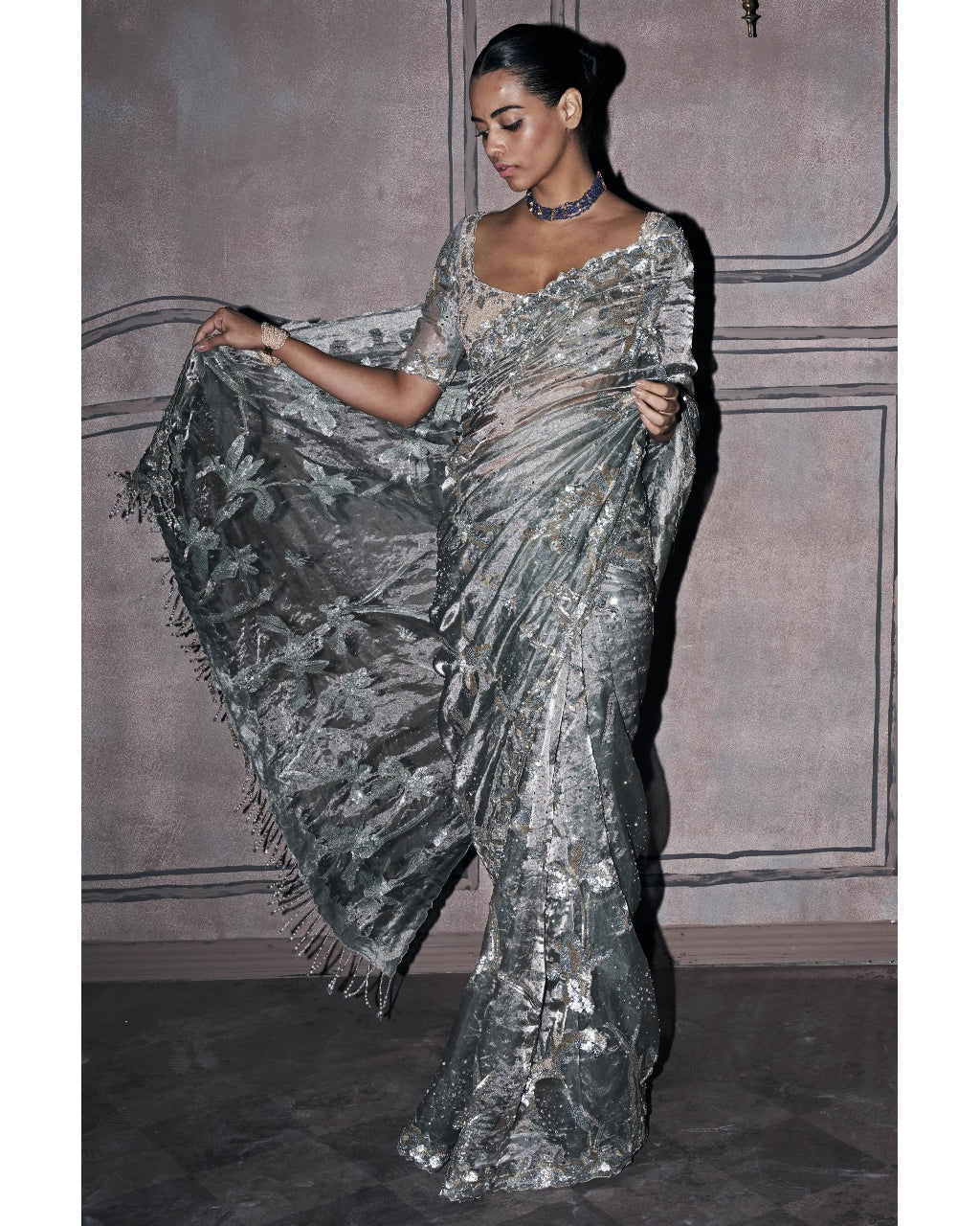 The Royal Savannah Jamshedpur Grey Sari