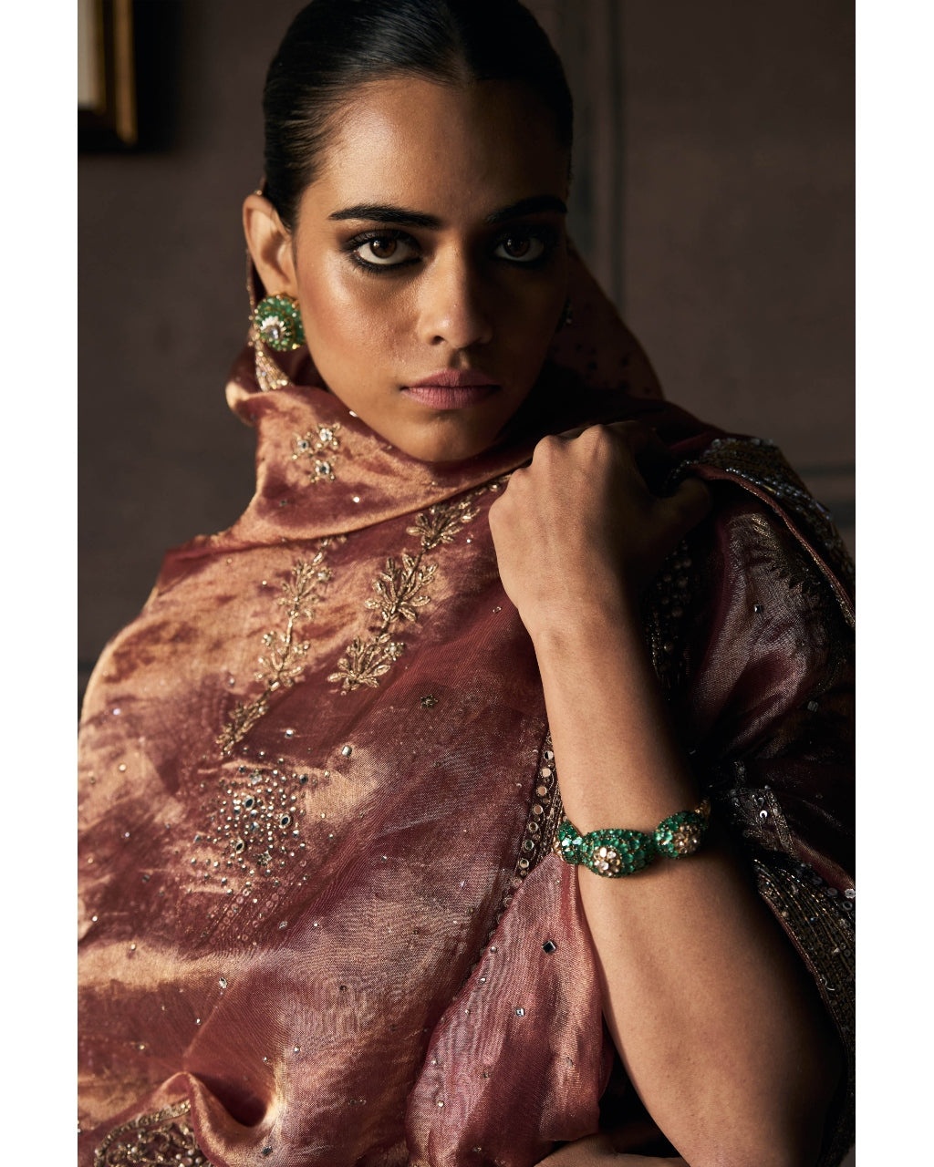 The Tales of Masai Aged Gold Tangerine Tissue Saris