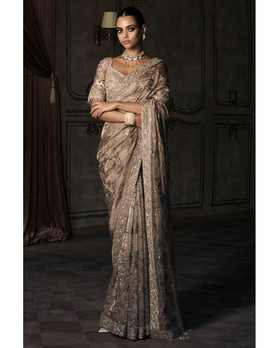 The New Shikargah Aged Lavendar Tissue Sari