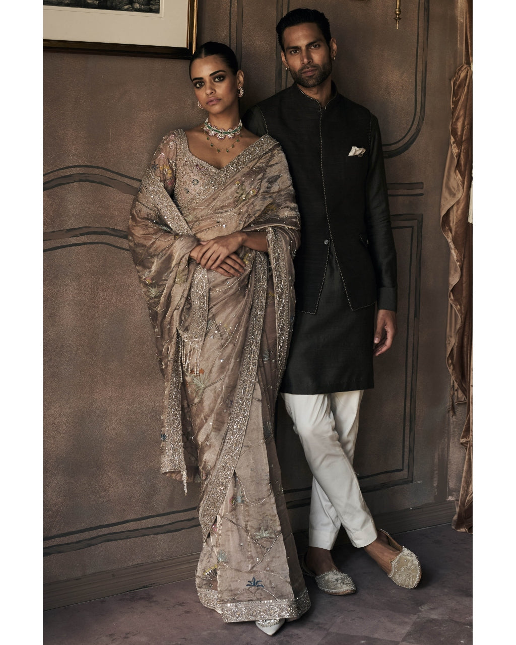 The New Shikargah Aged Lavendar Tissue Sari