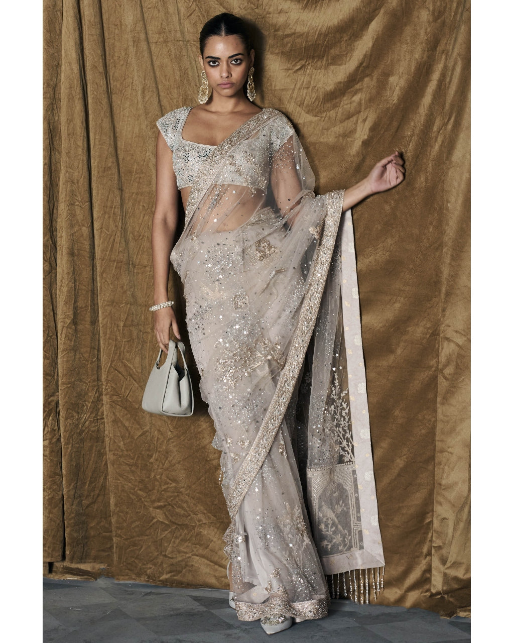 The Midnight Masai Tulle Sari