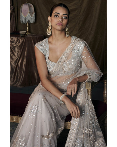 The Midnight Masai Tulle Sari