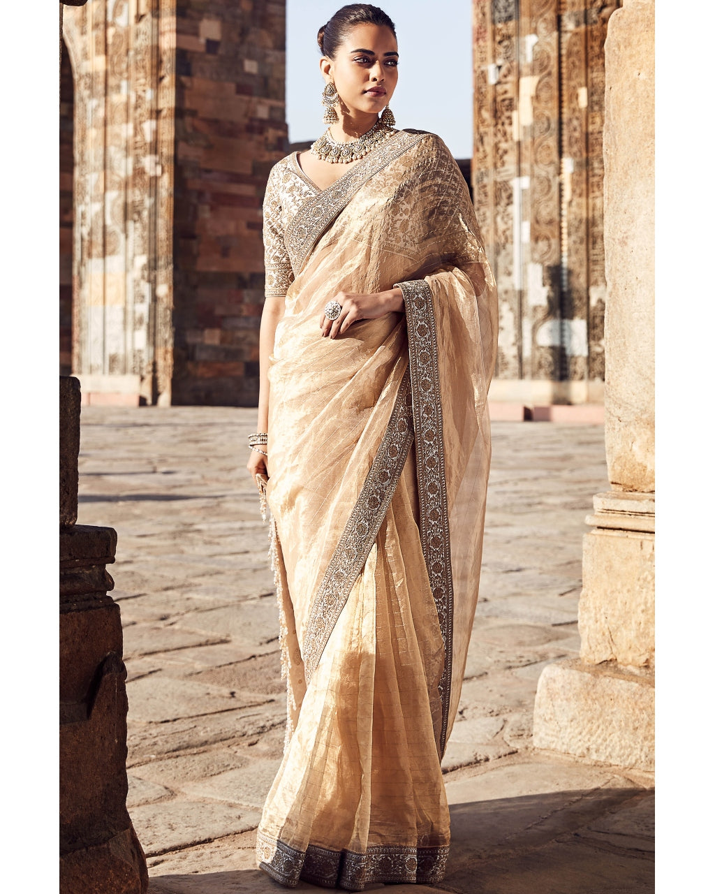 The Sona Kora Gold Tissue Sari