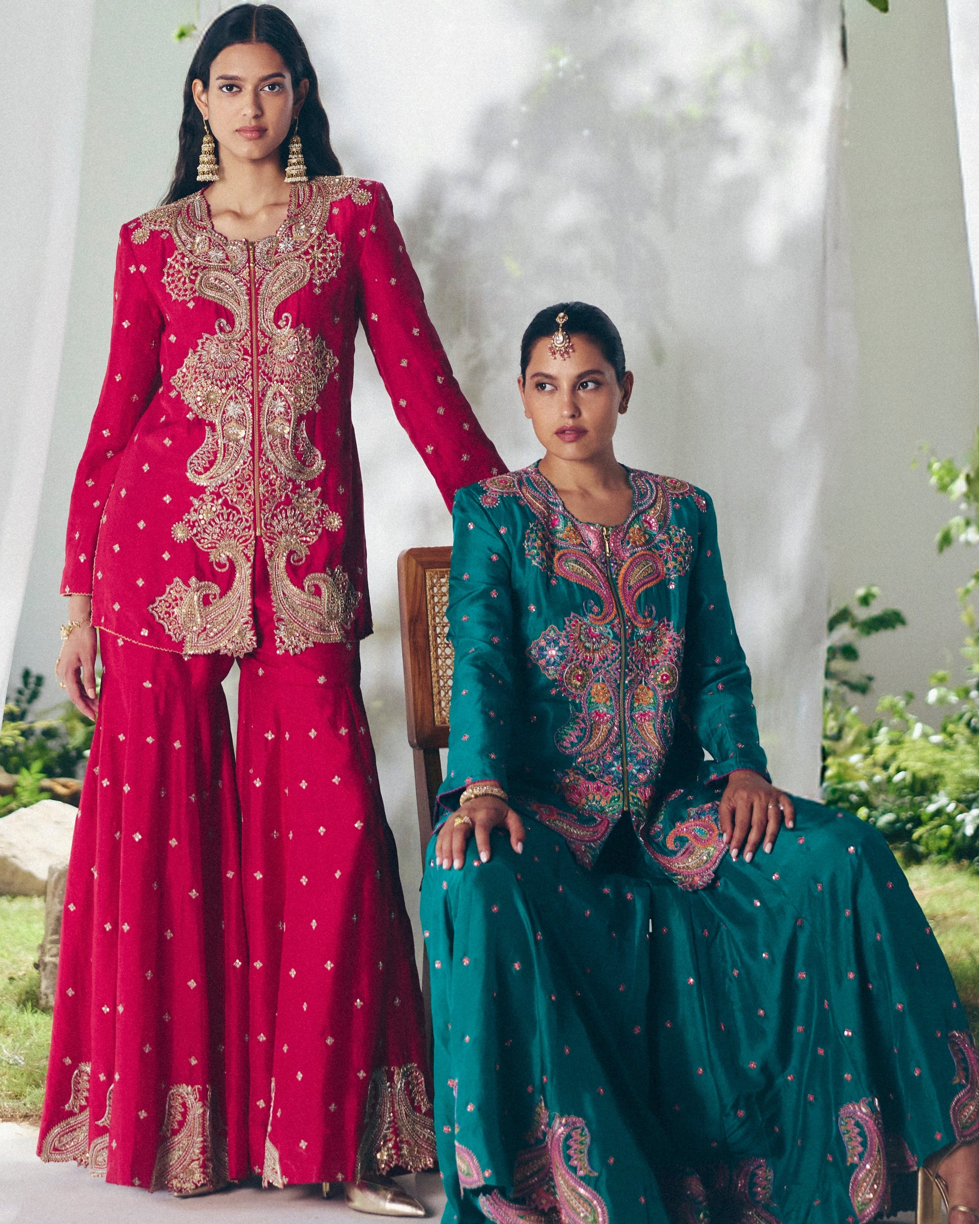 Red Saira Gharara Set