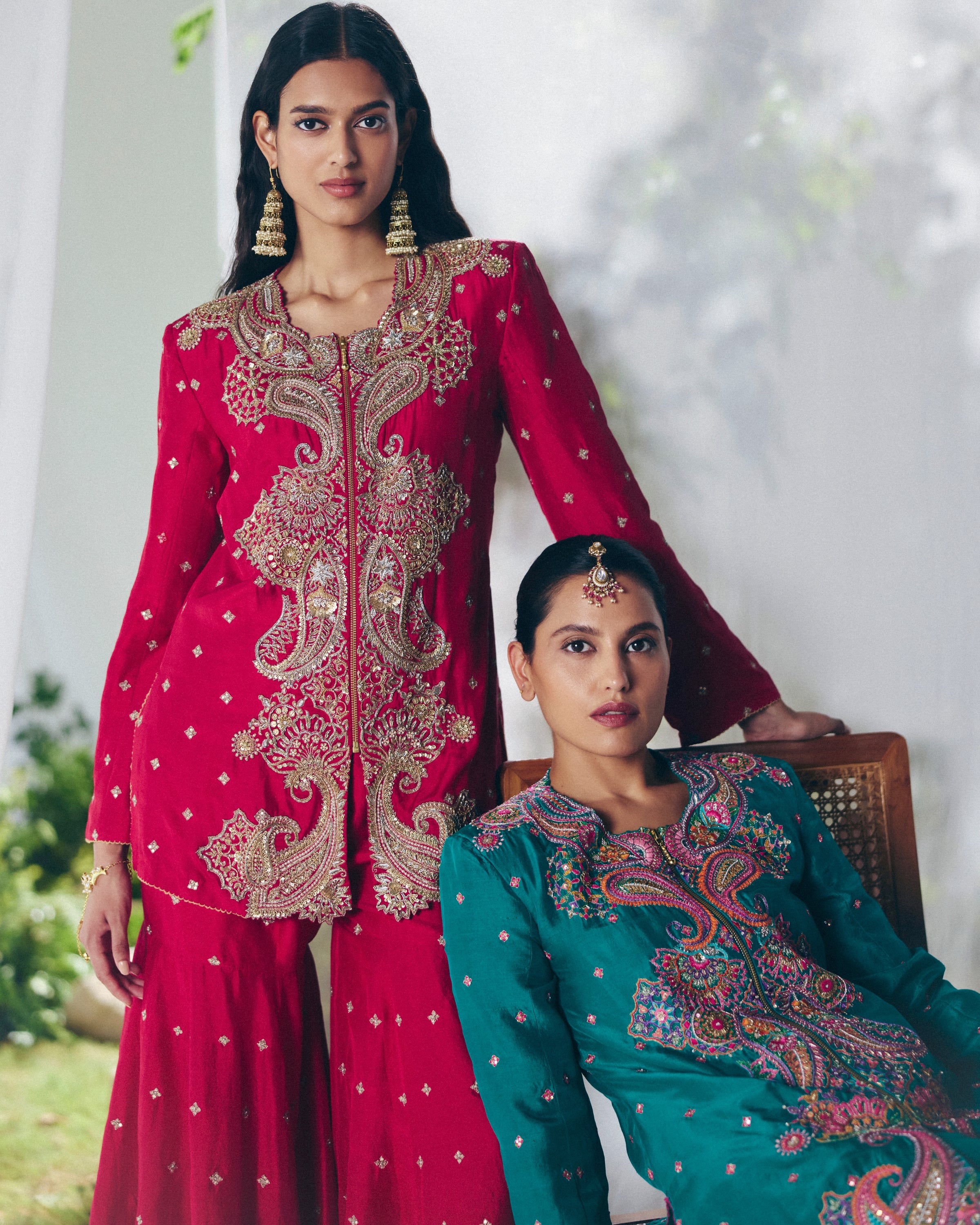 Red Saira Gharara Set
