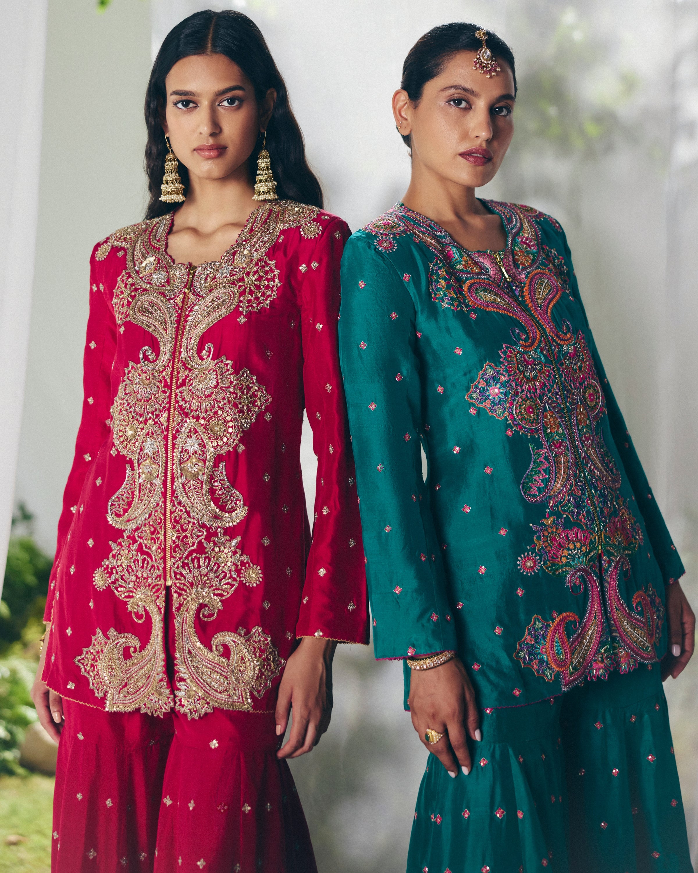 Red Saira Gharara Set