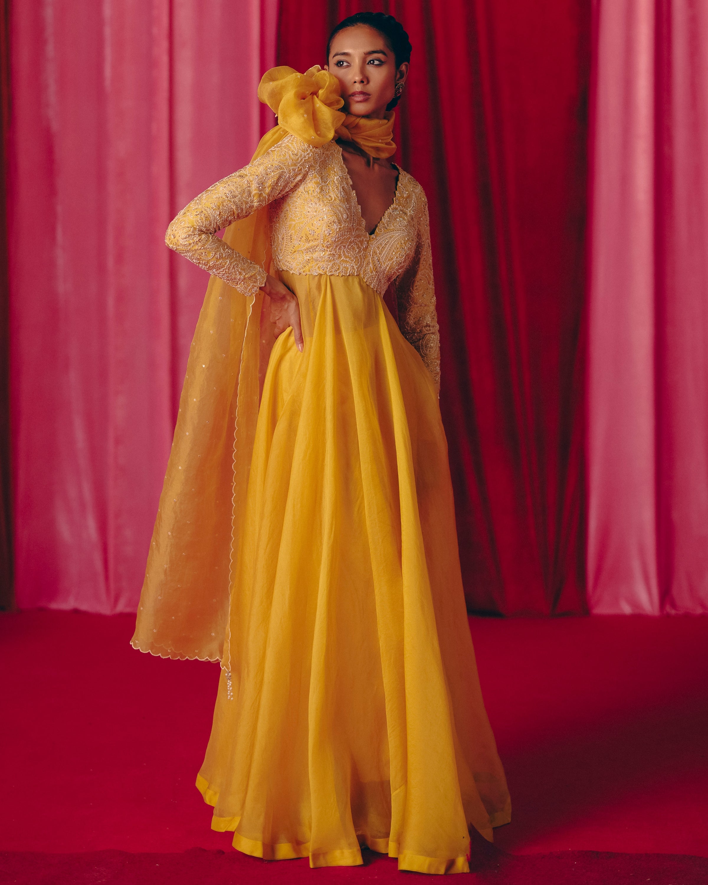 Yellow Anika Anarkali Set