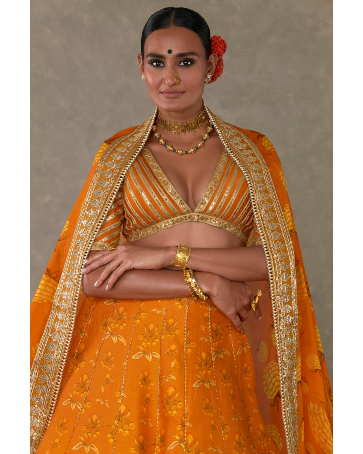 Rust Narangi-Bagh Lehenga Set