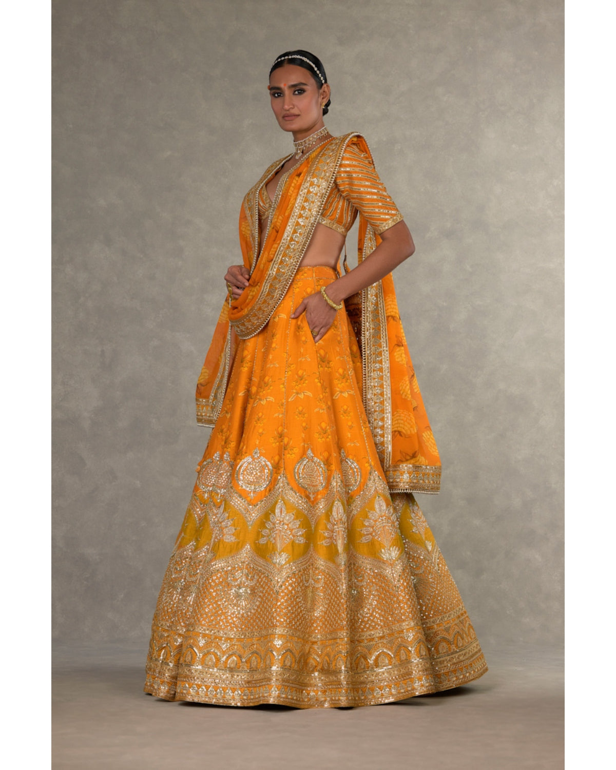 Rust Narangi-Bagh Lehenga Set