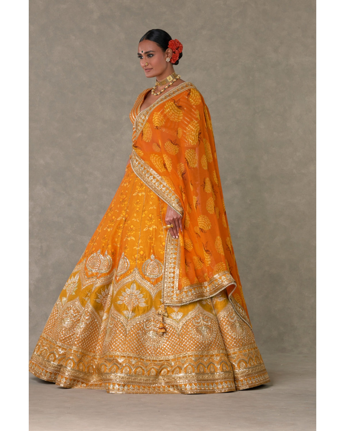 Rust Narangi-Bagh Lehenga Set