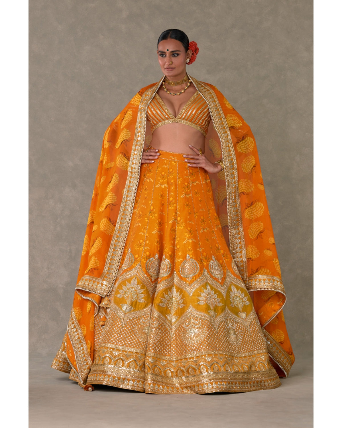 Rust Narangi-Bagh Lehenga Set