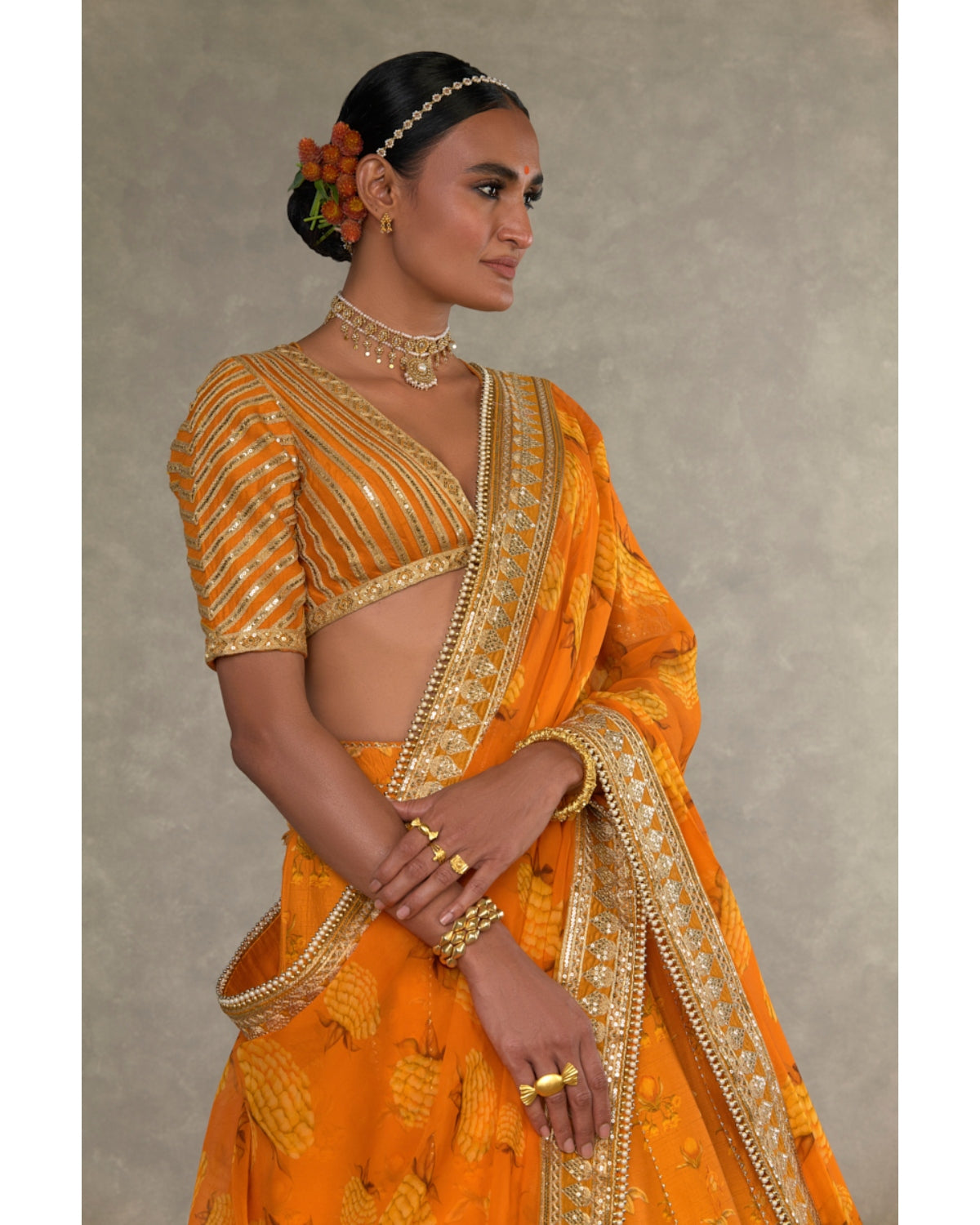 Rust Narangi-Bagh Lehenga Set