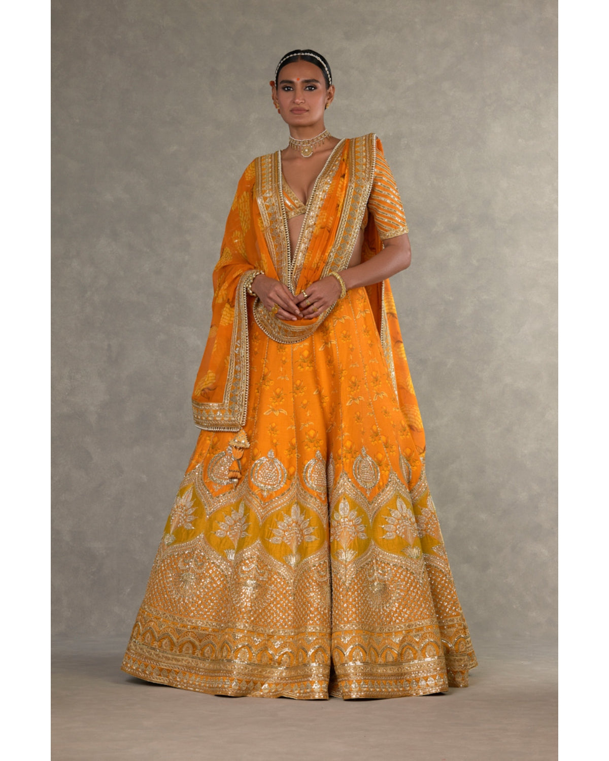 Rust Narangi-Bagh Lehenga Set