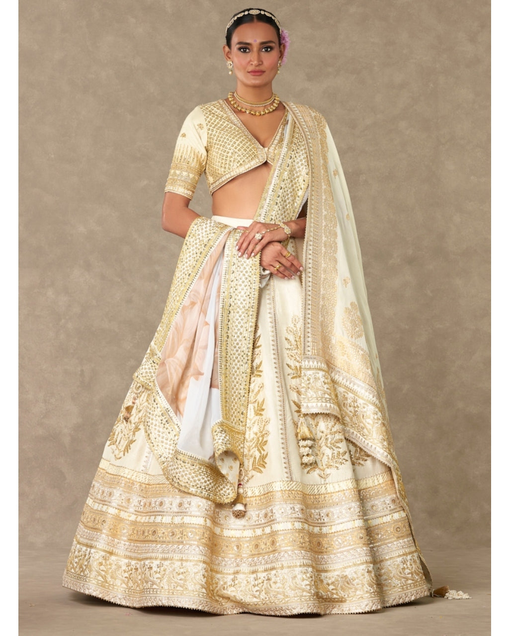 Ivory Neel-Kamal Lehenga Set