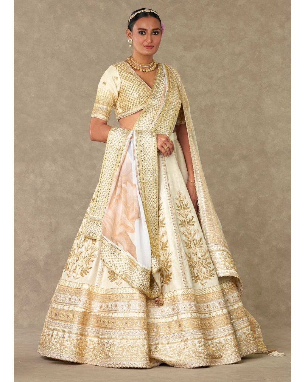 Ivory Neel-Kamal Lehenga Set