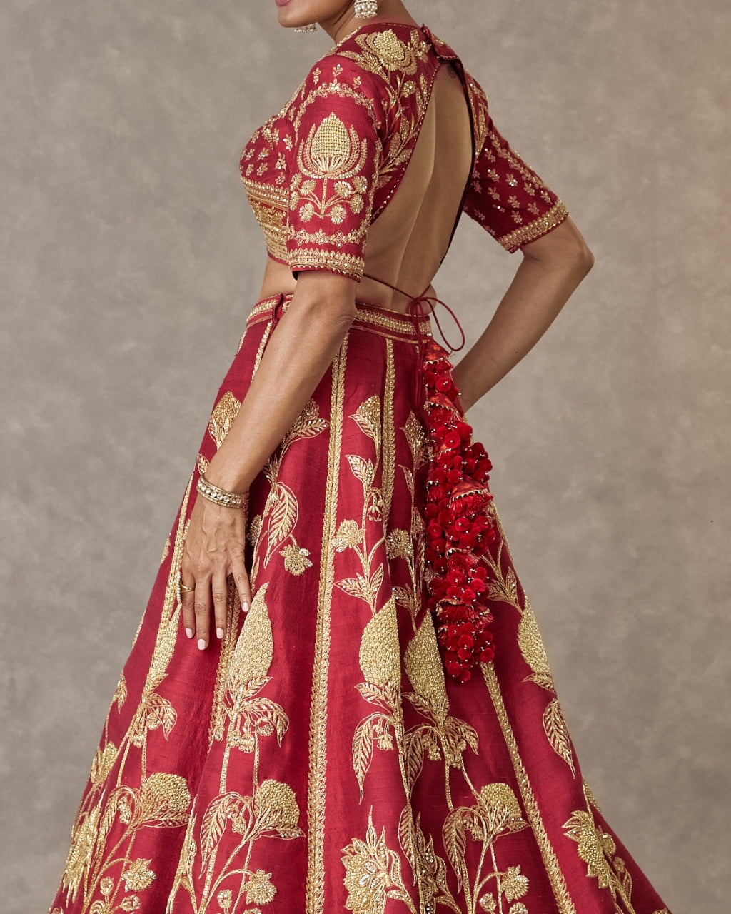 Maroon 'Anar-Phool' Lehenga Set