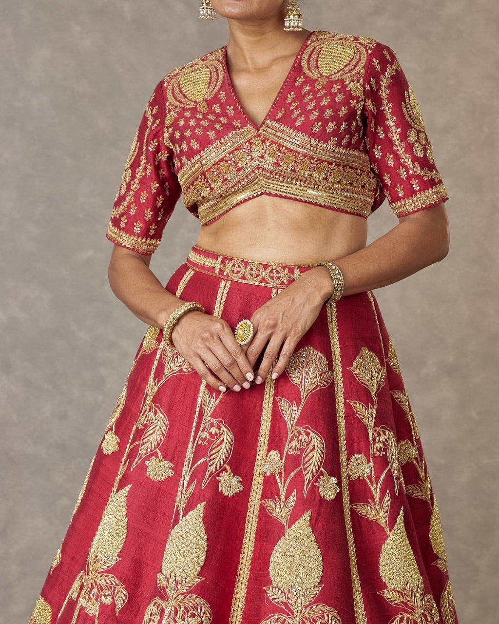 Maroon 'Anar-Phool' Lehenga Set