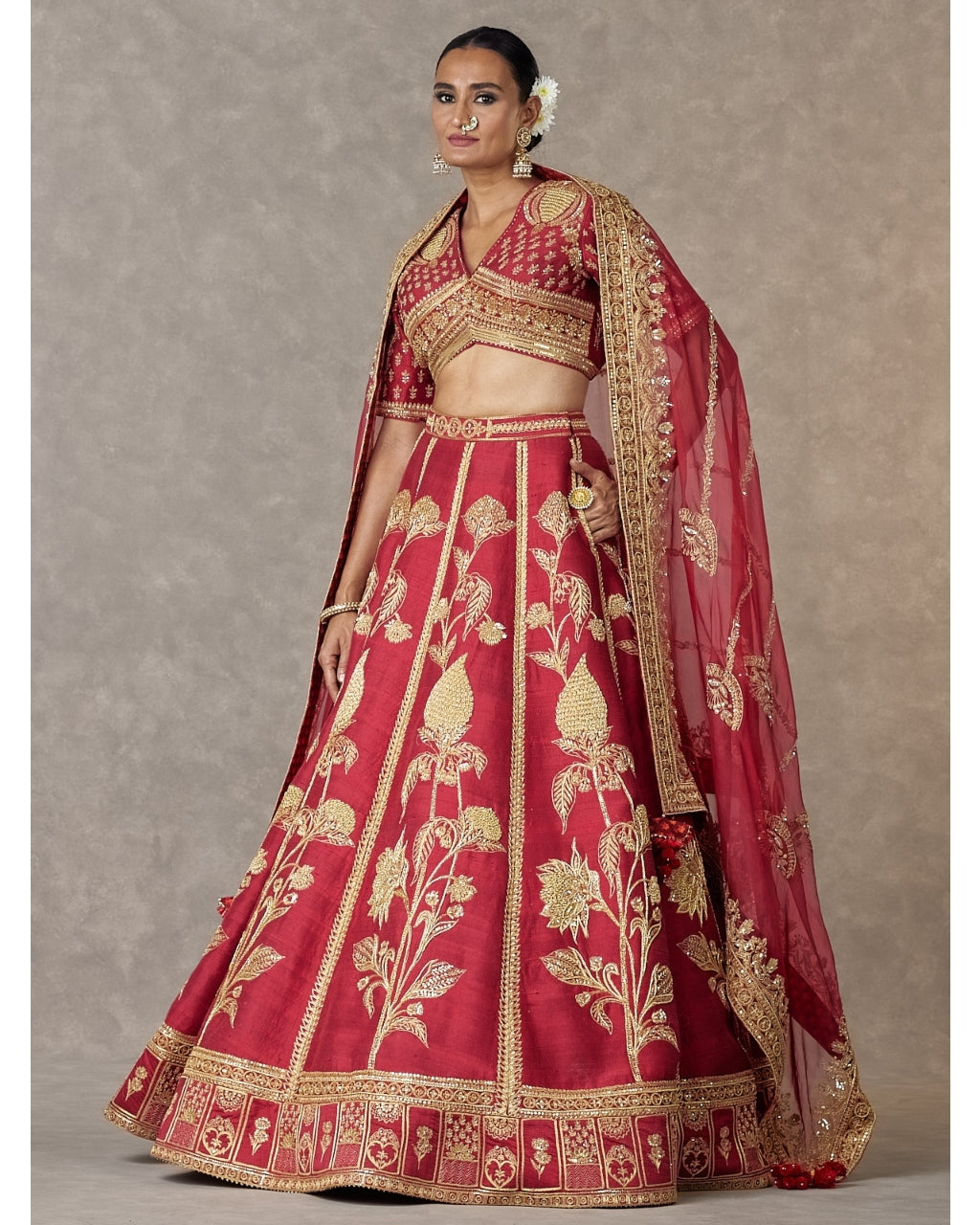 Maroon 'Anar-Phool' Lehenga Set