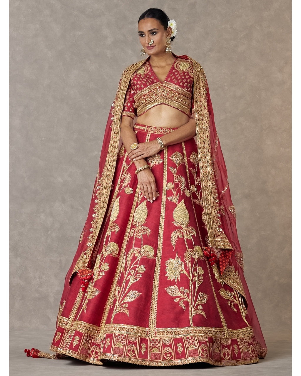 Maroon 'Anar-Phool' Lehenga Set