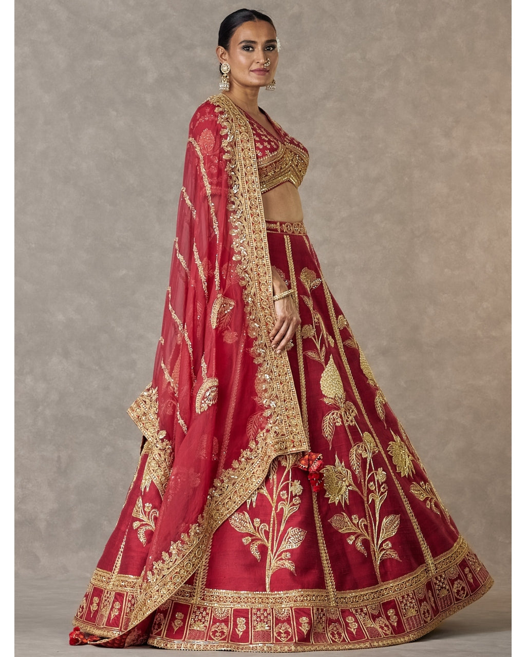 Maroon 'Anar-Phool' Lehenga Set