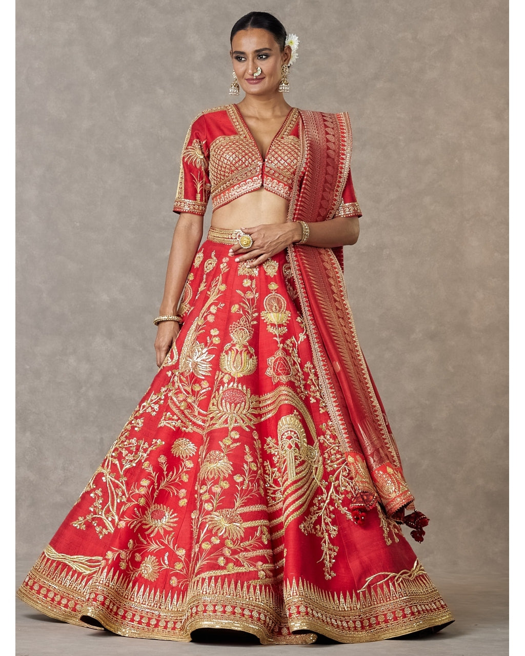 Red Bagh-E-Bahar Neelkamal Lehenga Set