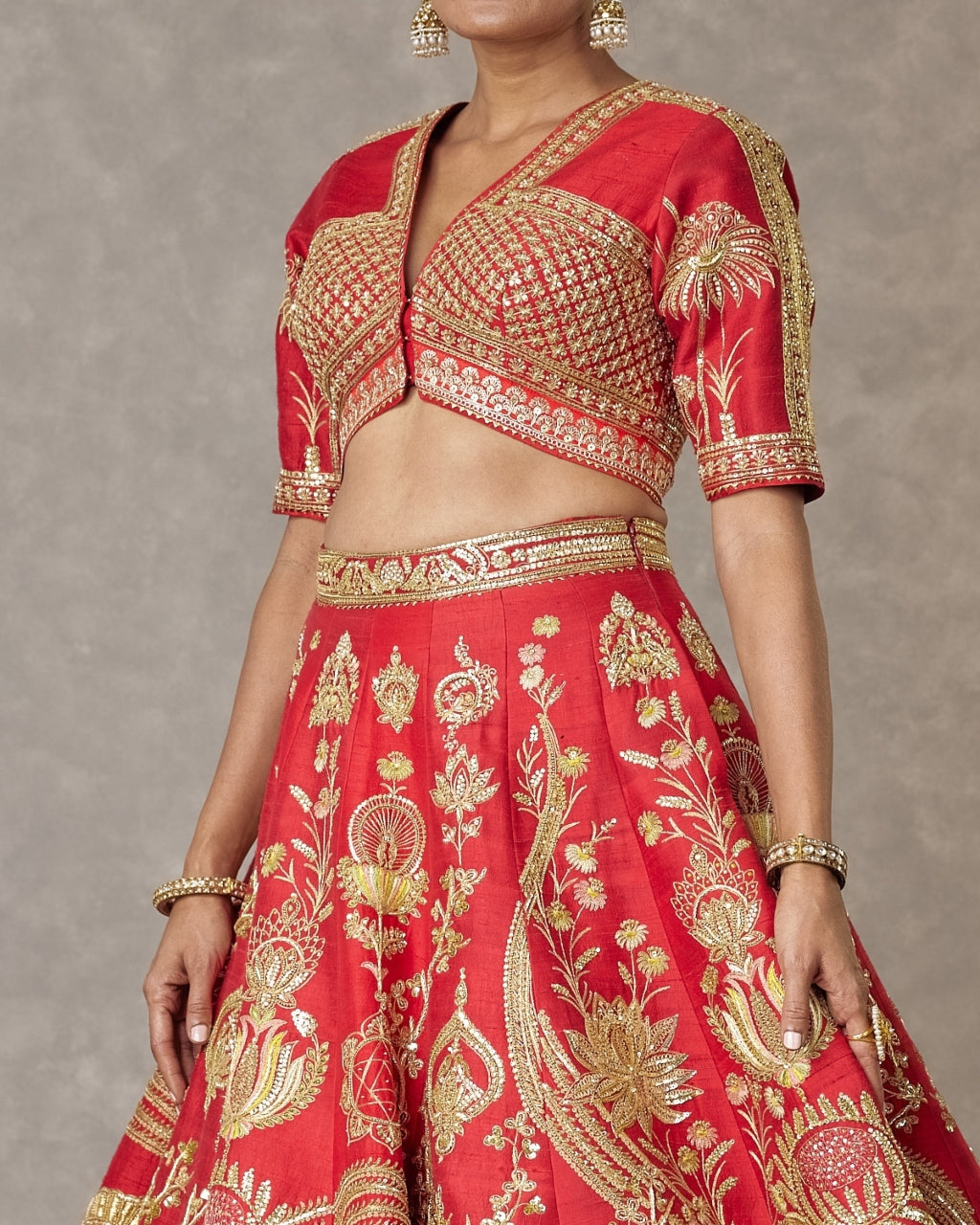 Red Bagh-E-Bahar Neelkamal Lehenga Set