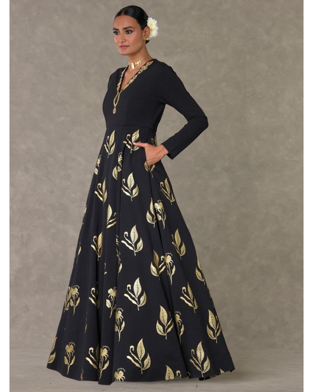 Black All In Bloom Anarkali