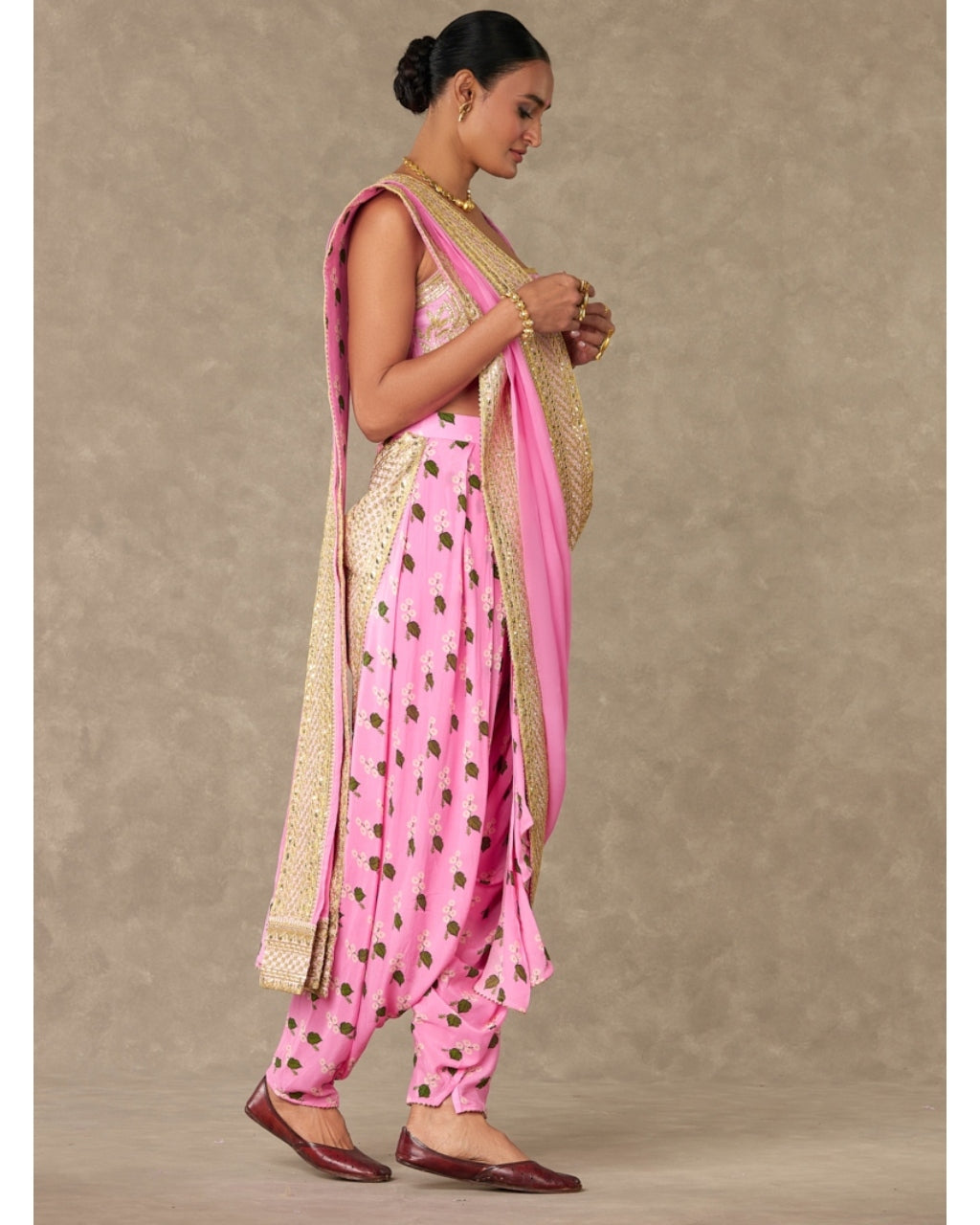 Pink Cotton Candy Dhoti Sari