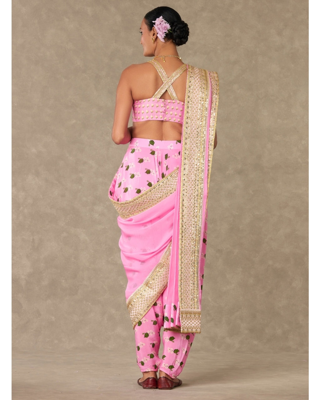 Pink Cotton Candy Dhoti Sari