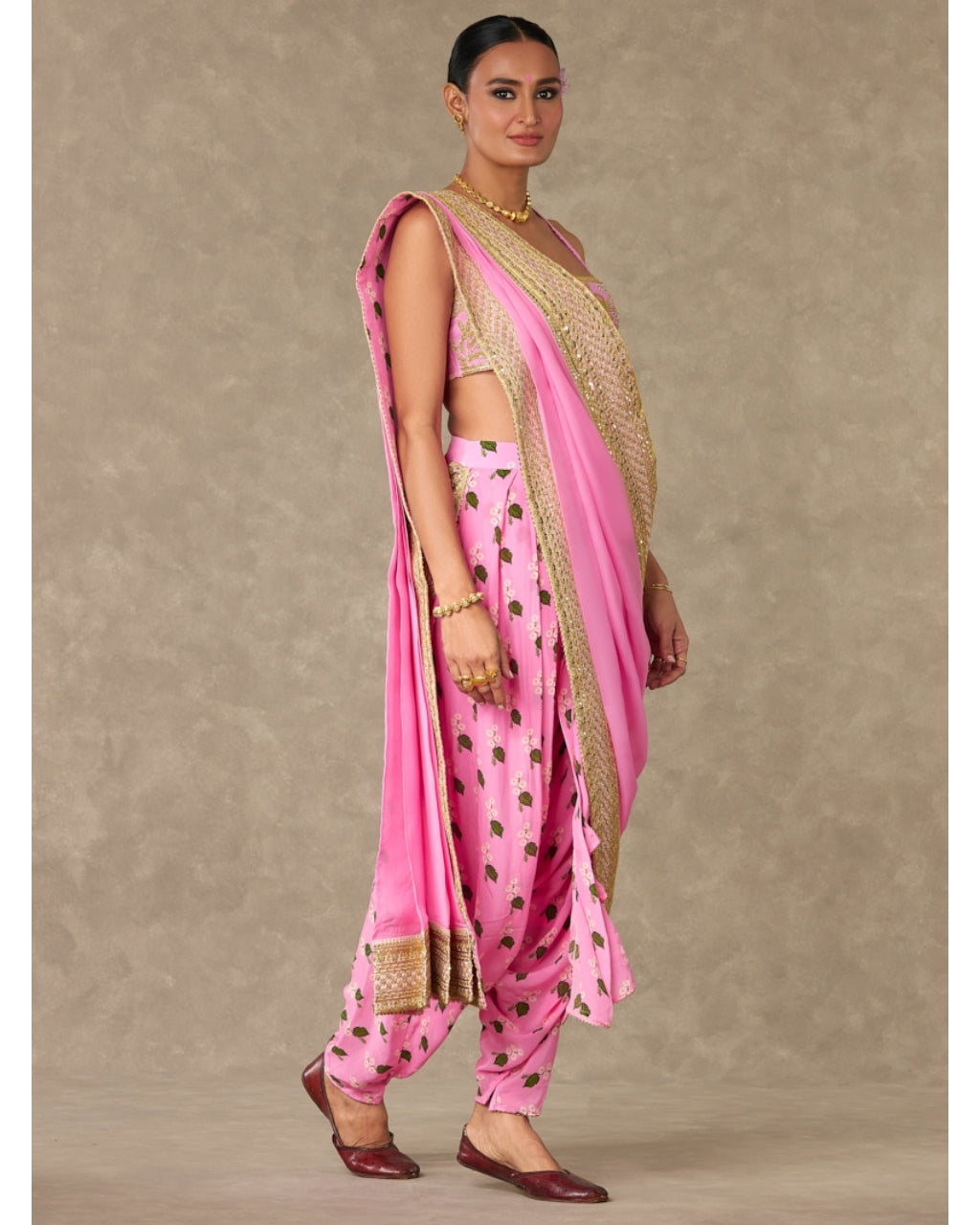 Pink Cotton Candy Dhoti Sari