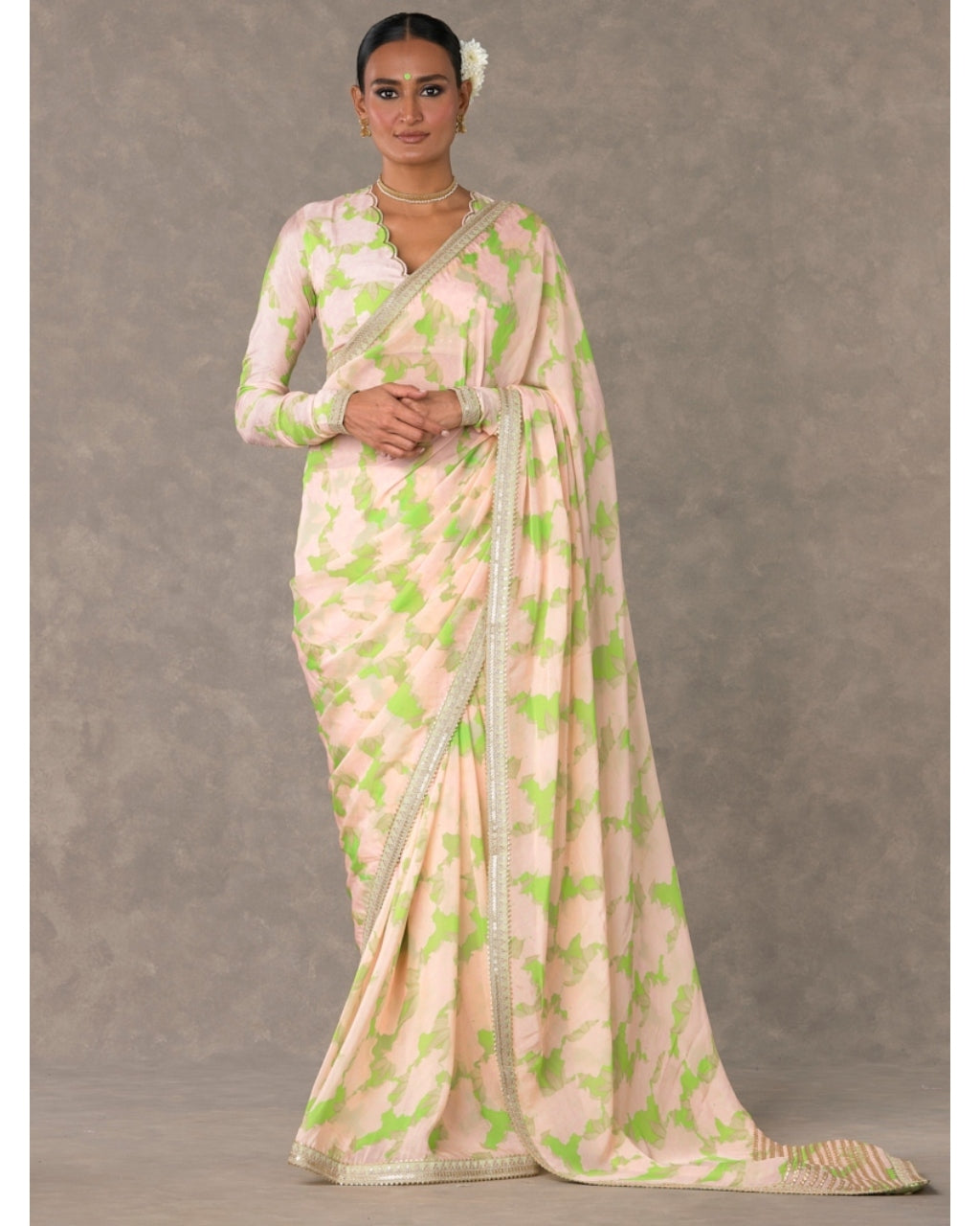 Mint Candy Swirl Sari Set