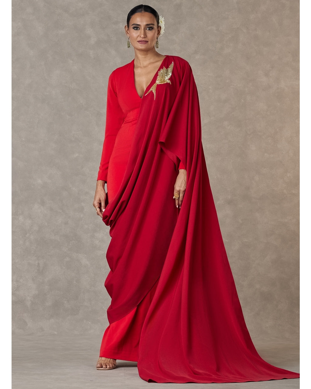 Red Son Chidiya Sari Gown