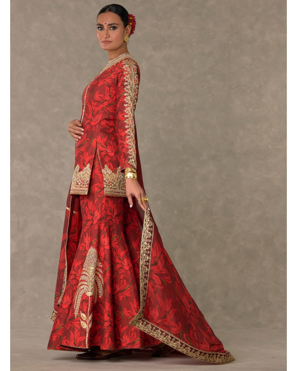 Red Gulmohar Sharara Set