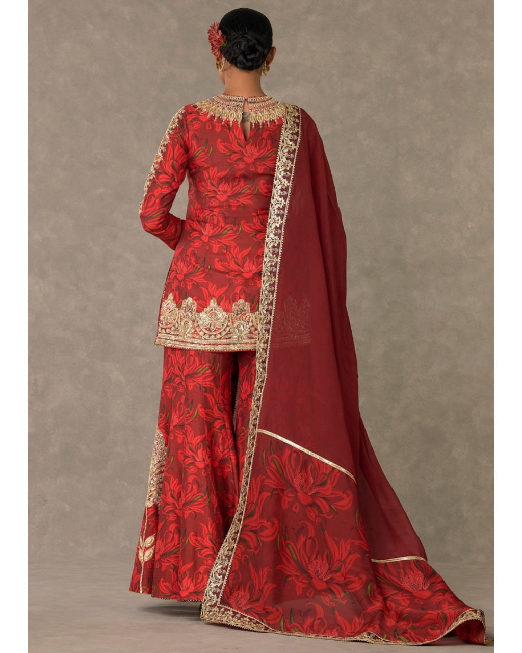 Red Gulmohar Sharara Set