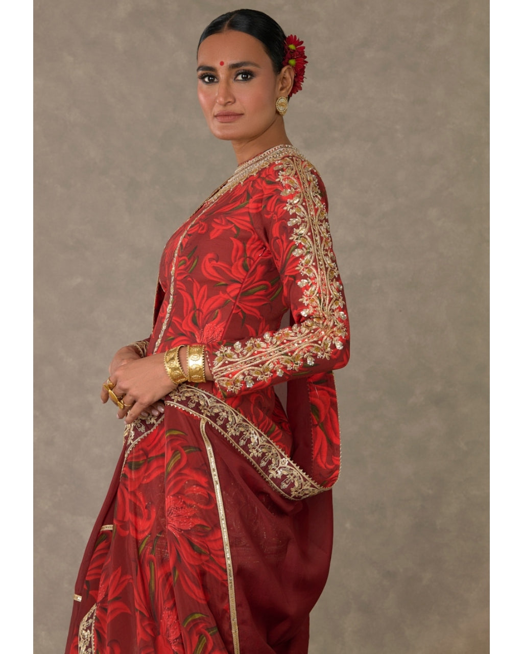 Red Gulmohar Sharara Set