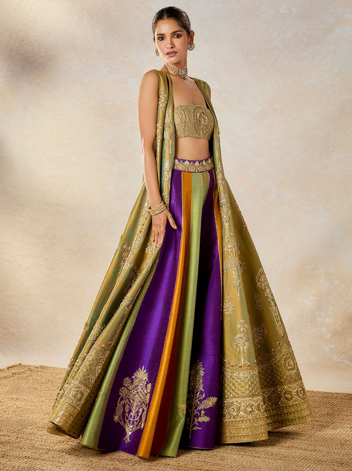 The Kesar Varak Long Jacket Lehenga Set