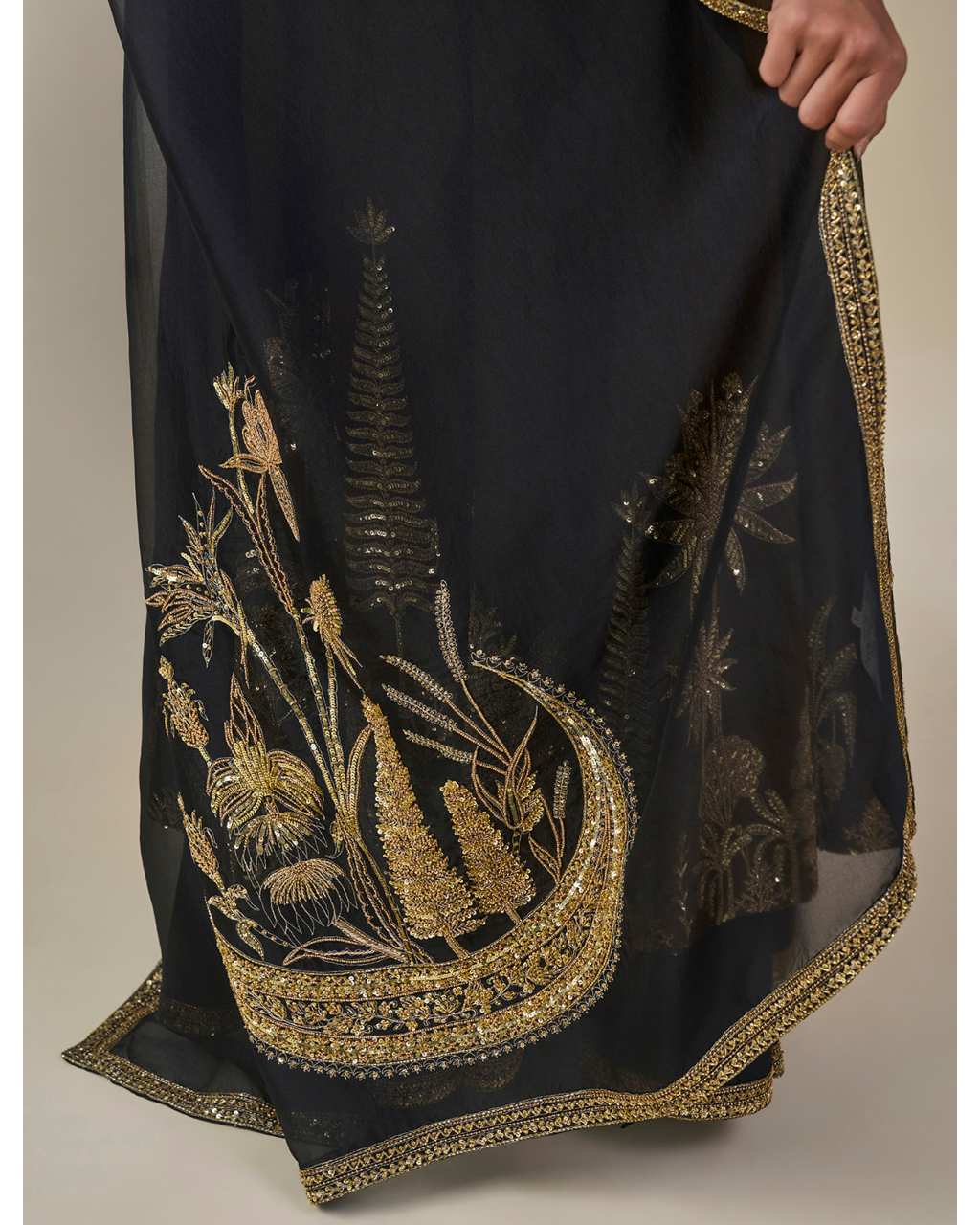 Black Gulkand Gulnaar Anarkali Set